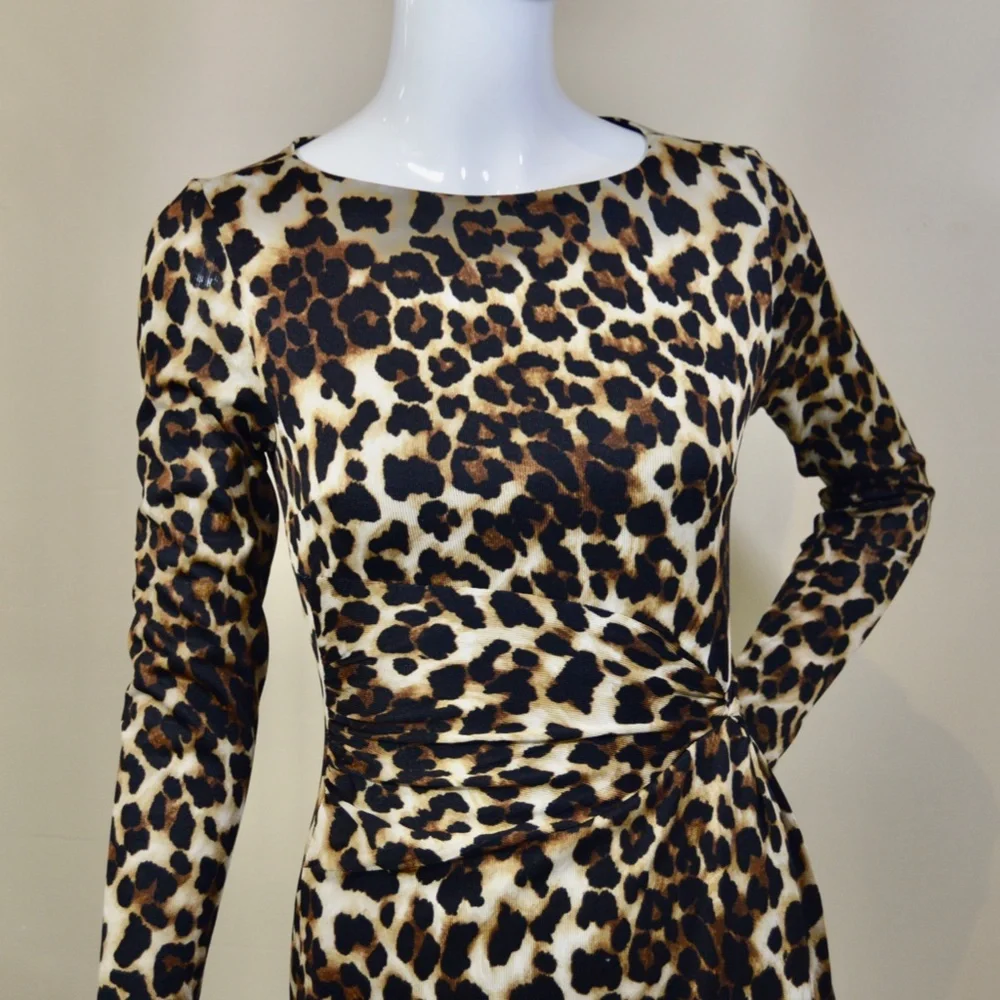 Leopard Print Mini Night Out Dress by Carmen Marc Valvo.Made in US